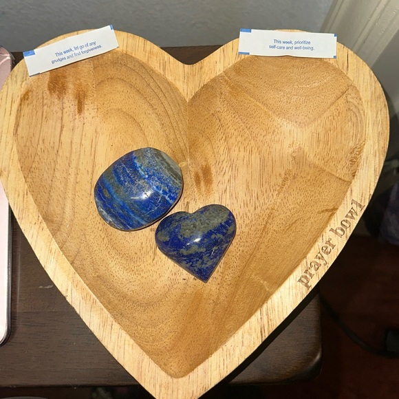 Lapis Lazuli Heart Palm stone set (2)- LAPISHRTPLMSTNSET-001 - Picture 1 of 6